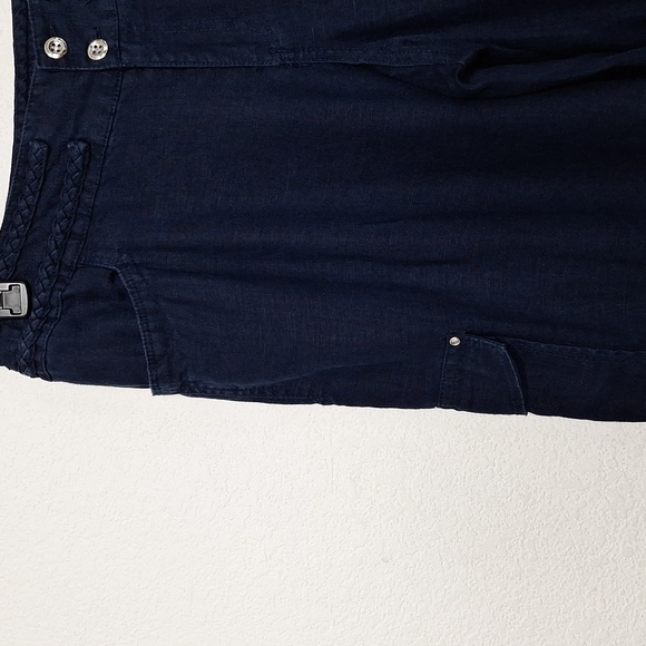 INC International Concepts Navy Blue Lagenlook 100% Linen Utility Cargo Pants 10 - Picture 4 of 15